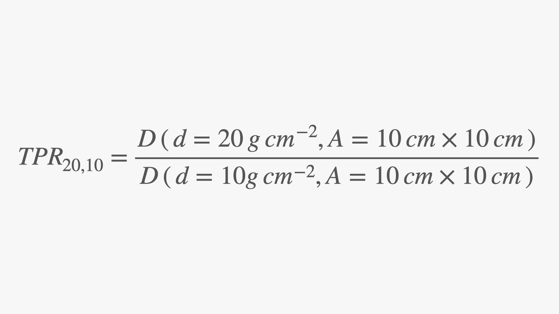 TPR20, 10を水吸収線量を使って求める式